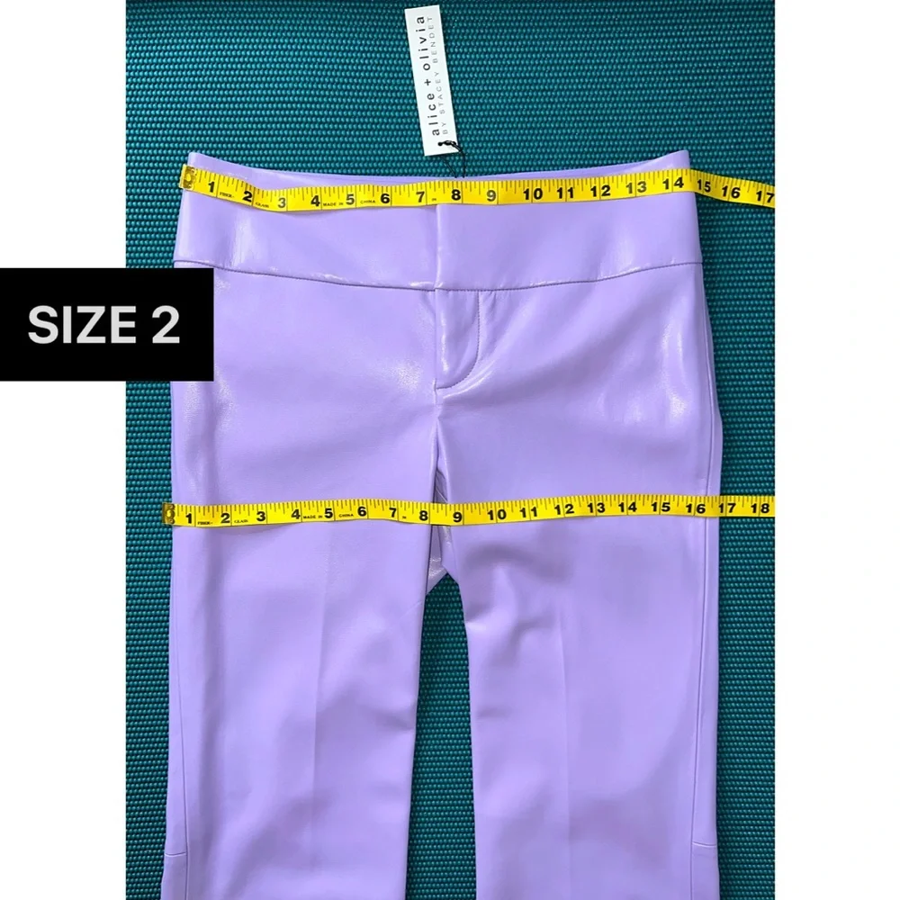 Alice + Olivia Olivia Vegan Leather Bootcut Lavender Purple Pant - Picture 9 of 16